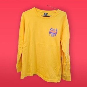 Obey Men's T-Shirt Logo Back Size Medium Yellow Long Sleeve Arm